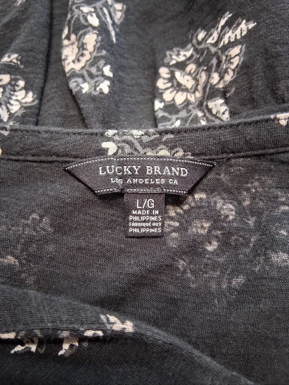 Lucky Brand Black Floral Tie-Neck Sleeveless Top Sz L - Picture 4 of 6
